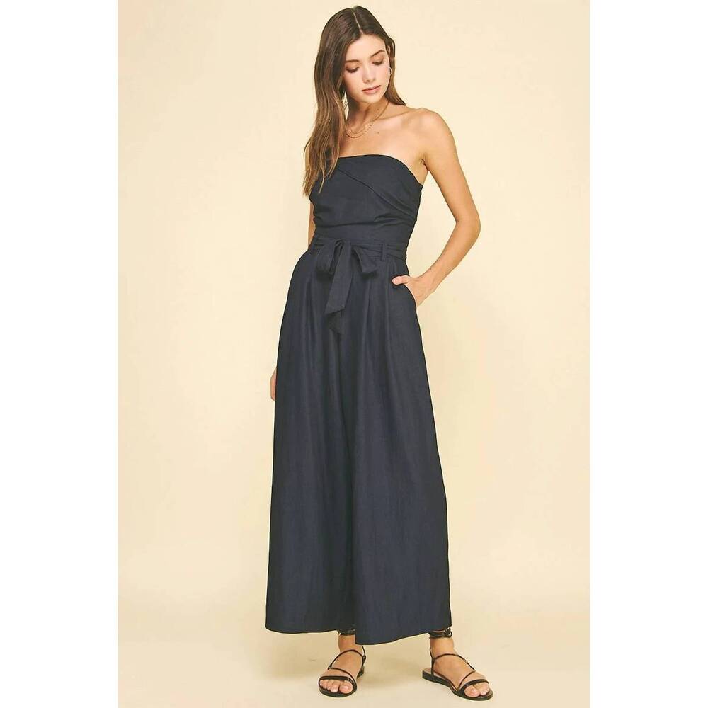 NEW PINCH arden strapless jumpsuit in indigo